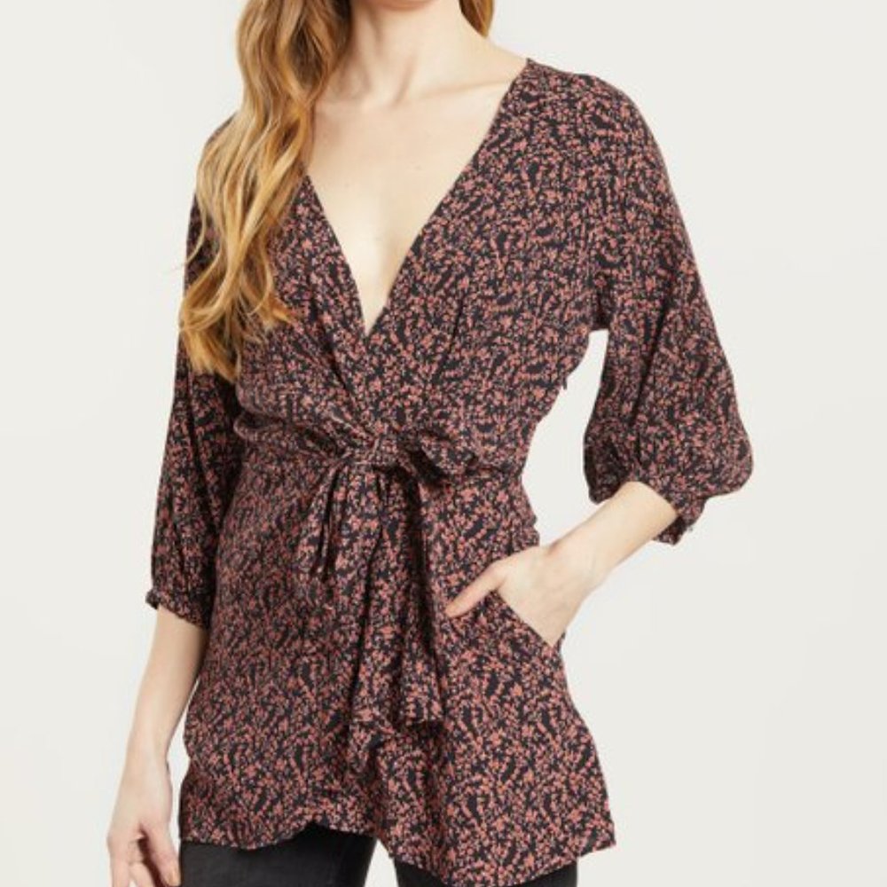 NEW Free People Clara Tunic Tie-Front Tunic Dress